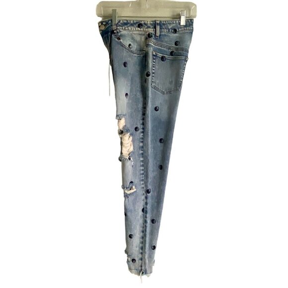 Tinseltown Hi Rise Distressed Mom Jeans With Ying Yang Symbols Size 5 NEW NWT - Picture 4 of 9